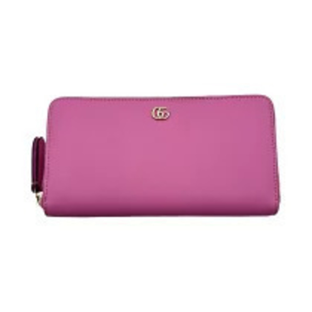 Gucci GG Flora Flower Round Zip Wallet Pink Leather Long